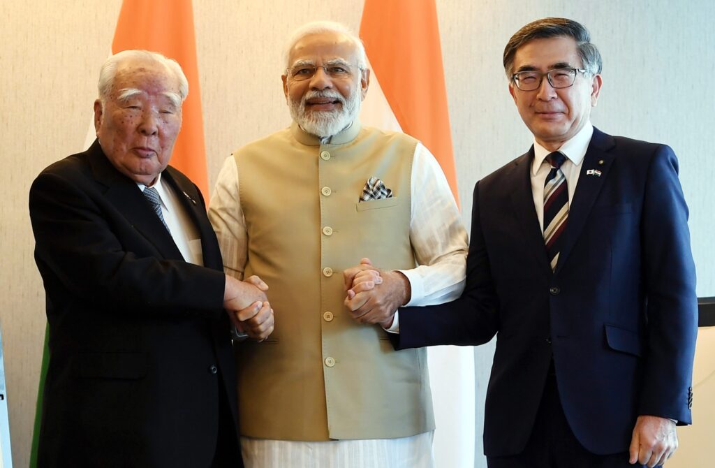 PM meeting the Adviser, Suzuki Motor Corporation, Mr. Osamu Suzuki, in Japan on May 23, 2022.